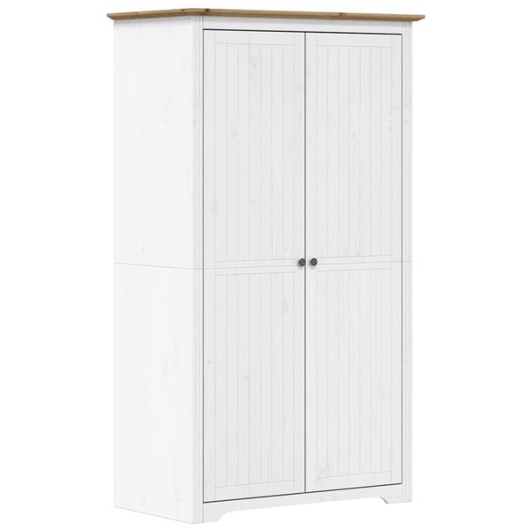 vidaXL Garde-robe BODO blanc marron 99x53,5x173 cm bois massif de pin