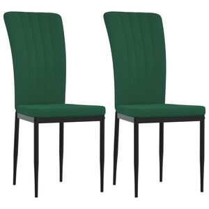 vidaXL Chaises &agrave; manger lot de 2 Vert fonc&eacute; Velours