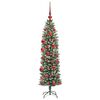 vidaXL Arbre de No&euml;l artificiel slim avec 150 LED Vert et blanc 150 cm
