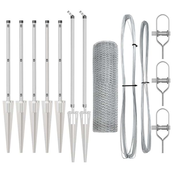 vidaXL Poteau de cl&ocirc;ture. Argent&eacute; 10 x 0,6 m (maille de 13 mm) Acier