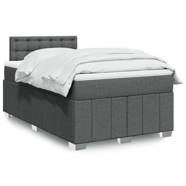 vidaXL Sommier &agrave; lattes de lit avec matelas Gris fonc&eacute; 120x200cm Tissu