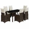 vidaXL Ensemble de bistro de jardin 7 pcs coussins marron poly rotin