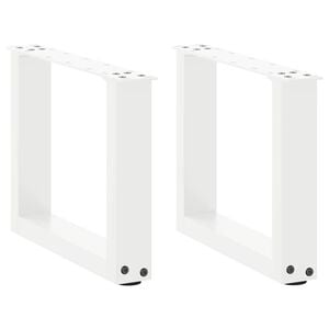 vidaXL Pieds de table basse en U 2 pi&egrave;ces Blanc 40 x (30-31) cm Acier