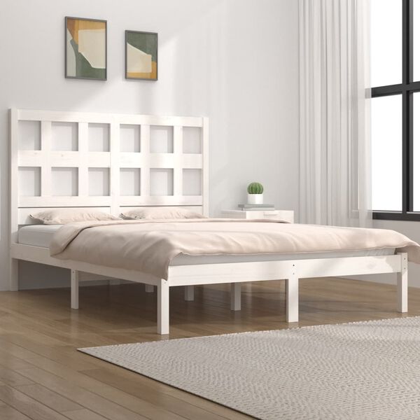 vidaXL Cadre de lit sans matelas blanc 120x200 cm bois de pin massif