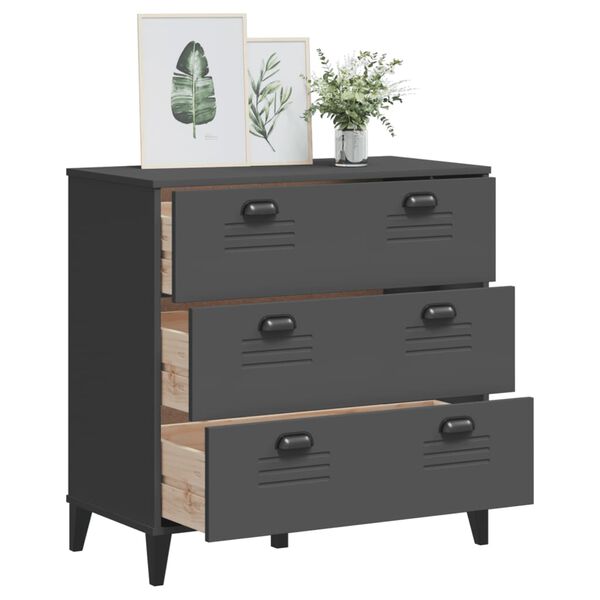 vidaXL Commode VIKEN gris anthracite bois d'ingénierie