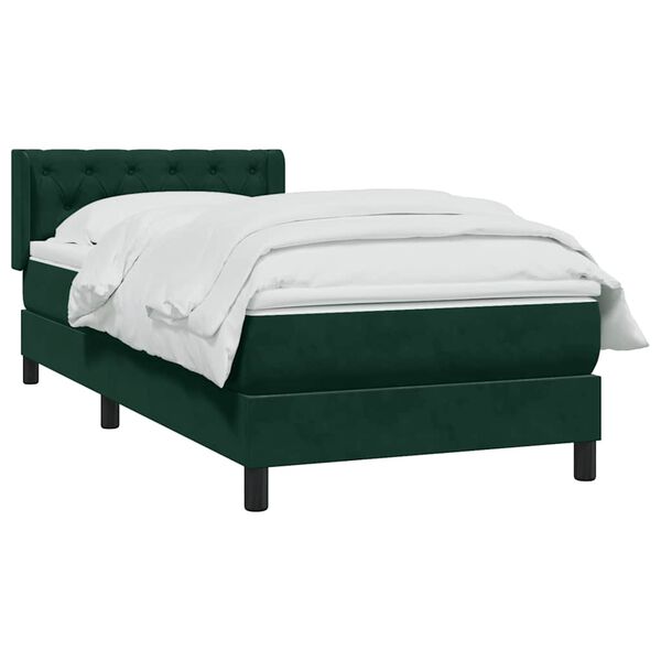 vidaXL Sommier &agrave; lattes de lit et matelas vert fonc&eacute; 80x220 cm velours