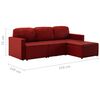 vidaXL Canap&eacute;-lit modulaire 3 places Rouge bordeaux Similicuir