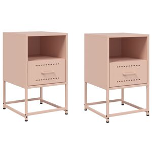 vidaXL Tables de chevet 2 pcs rose 36x39x60,5 cm acier