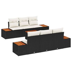vidaXL Ensemble de canap&eacute; de jardin 7 pcs Noir Poly rotin
