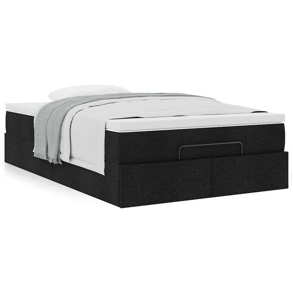 vidaXL Cadre de lit ottoman avec matelas noir 120x200cm tissu