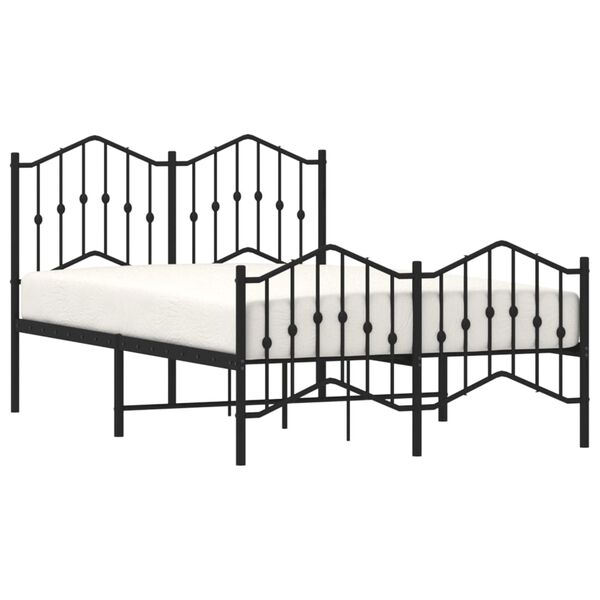 vidaXL Cadre de lit m&eacute;tal sans matelas avec pied de lit noir 120x200cm