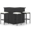 vidaXL Ensemble de bar de jardin 4 pcs et coussins R&eacute;sine tress&eacute;e Noir