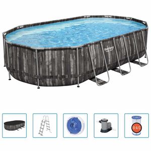 Bestway Ensemble de piscine ovale Power Steel 610x366x122 cm