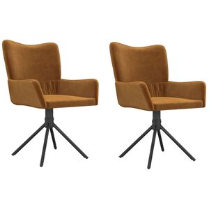 vidaXL Chaises pivotantes &agrave; manger lot de 2 Marron Velours