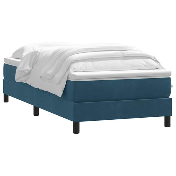 vidaXL Sommier &agrave; lattes de lit et matelas bleu fonc&eacute; 80x210 cm velours