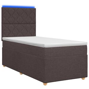 vidaXL Lit boxspring avec matelas Marron fonc&eacute; 90 x 190 cm Tissu