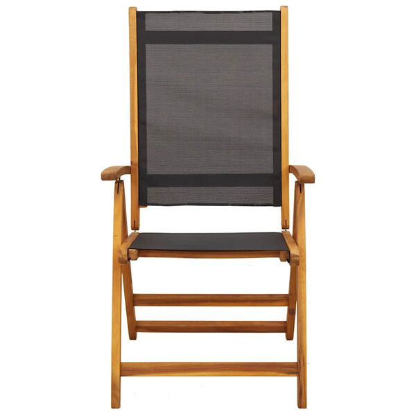 vidaXL Chaises de jardin pliantes lot de 4 acacia massif et textil&egrave;ne