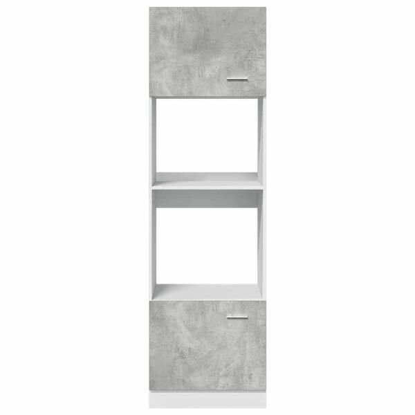 vidaXL Meuble micro-ondes "Lyon" Gris béton 60 x 57 x 207 cm Bois d'ingénierie