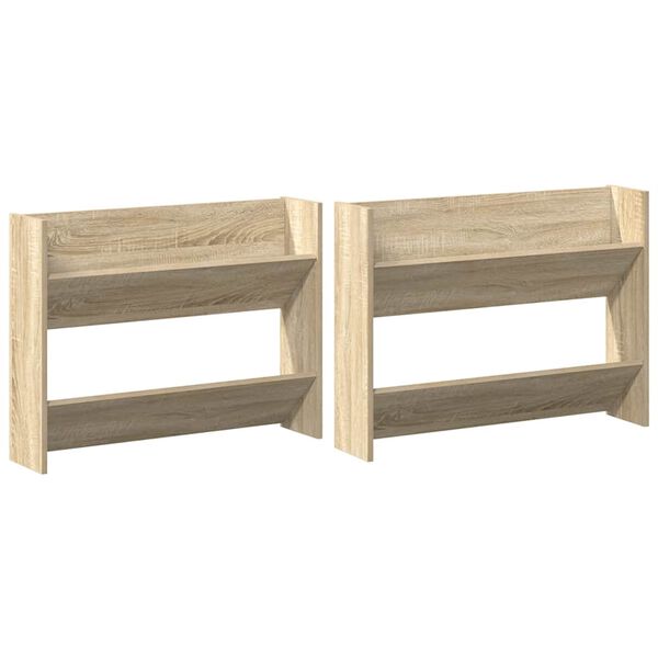 vidaXL Armoires &agrave; chaussures murales 2 pcs Ch&ecirc;ne Sonoma 80x18x60 cm