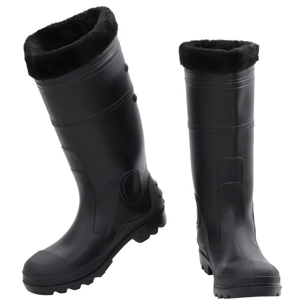 vidaXL Bottes de pluie avec chaussettes amovibles noir taille 42 PVC