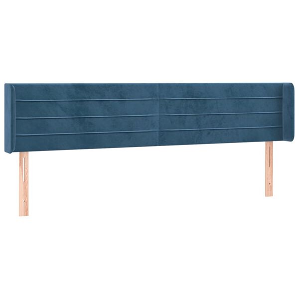 vidaXL T&ecirc;te de lit avec oreilles Bleu fonc&eacute; 203x16x78/88 cm Velours