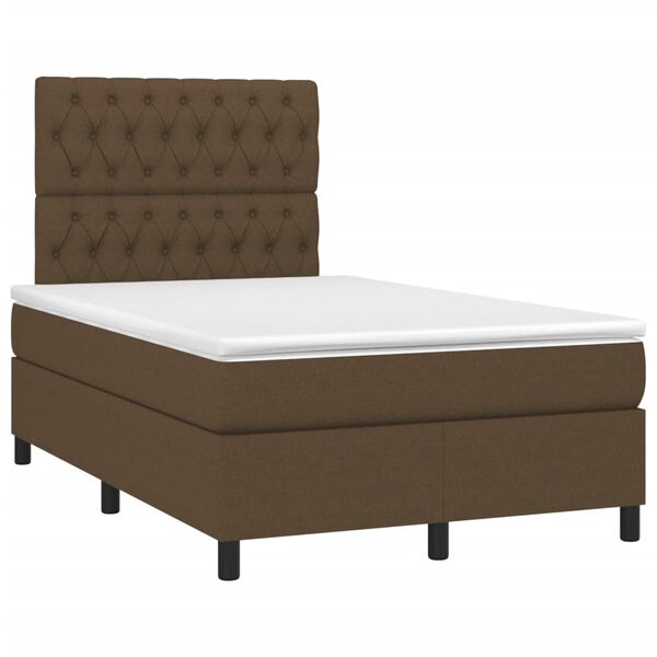 vidaXL Sommier &agrave; lattes de lit et matelas marron fonc&eacute; 120x190cm tissu