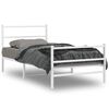 vidaXL Cadre de lit m&eacute;tal sans matelas et pied de lit blanc 100x190 cm
