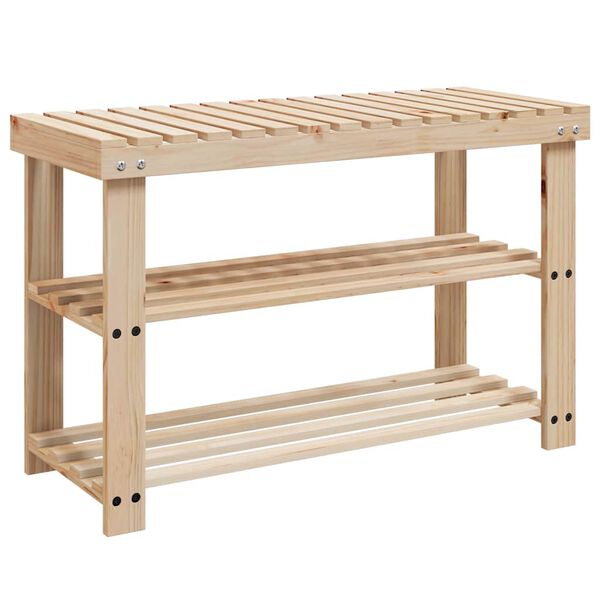 vidaXL &Eacute;tag&egrave;re &agrave; chaussures 2 en 1 avec dessus banc 2 pcs Bois massif