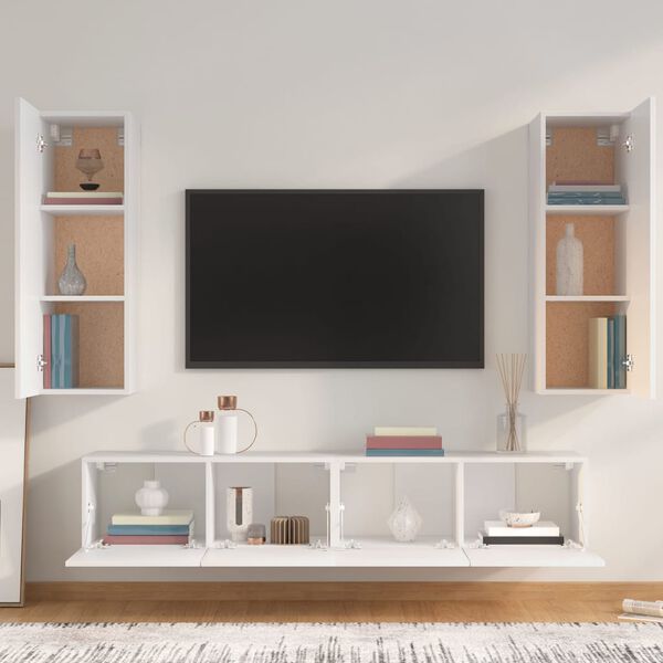 vidaXL Ensemble de meubles TV 4 pcs Blanc Bois d'ing&eacute;nierie