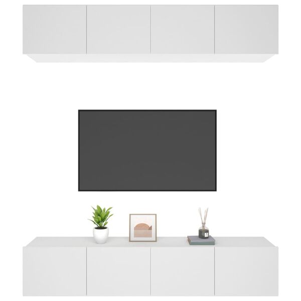 vidaXL Meubles TV 4 pcs blanc 80x30x30 cm bois d'ingénierie