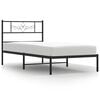 vidaXL Cadre de lit m&eacute;tal sans matelas avec t&ecirc;te de lit noir 90x200 cm