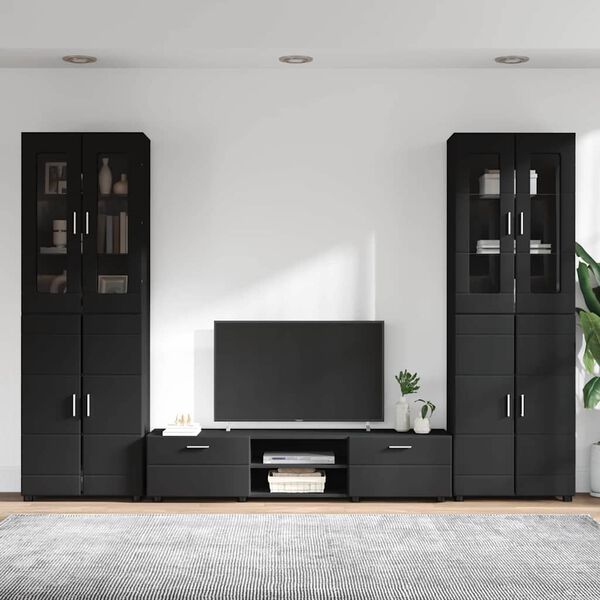 vidaXL Ensemble meuble TV avec tiroir FLORIN Noir Bois d'ing&eacute;nierie