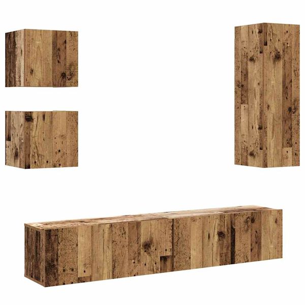 vidaXL Ensemble de meuble TV mural 5 pcs vieux bois bois d'ing&eacute;nierie