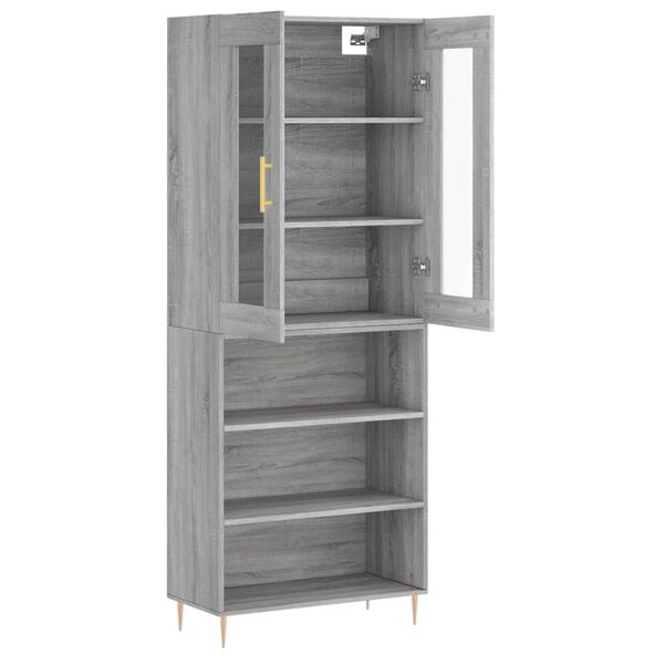 vidaXL Buffet haut Sonoma gris 69,5x34x180 cm Bois d'ing&eacute;nierie
