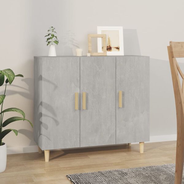 vidaXL Buffet gris béton 90x34x80 cm bois d'ingénierie