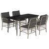 vidaXL Ensemble &agrave; manger de jardin et coussins 5 pcs gris clair rotin