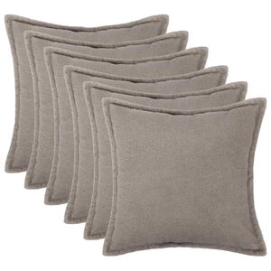 vidaXL Housse de coussin 6 pcs HOUTEN Gris clair 30 x 30 cm Boucl&eacute;