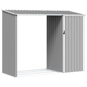 vidaXL Abri &agrave; bois de jardin Gris 245x98x159 cm Acier galvanis&eacute;