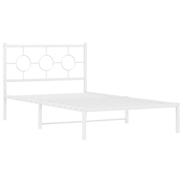 vidaXL Cadre de lit m&eacute;tal sans matelas et pied de lit blanc 107x203 cm