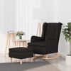 vidaXL Fauteuil avec pieds &agrave; bascule et tabouret Noir Tissu