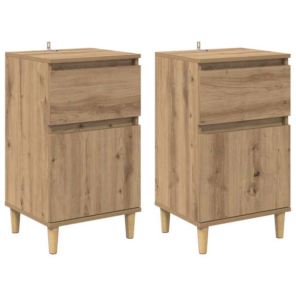 vidaXL Cabinet de chevet 2 pcs Ch&ecirc;ne artisanal 40 x 35 x 70 cm
