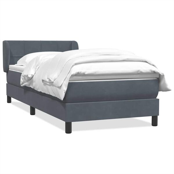 vidaXL Sommier &agrave; lattes de lit et matelas gris fonc&eacute; 80x220 cm velours