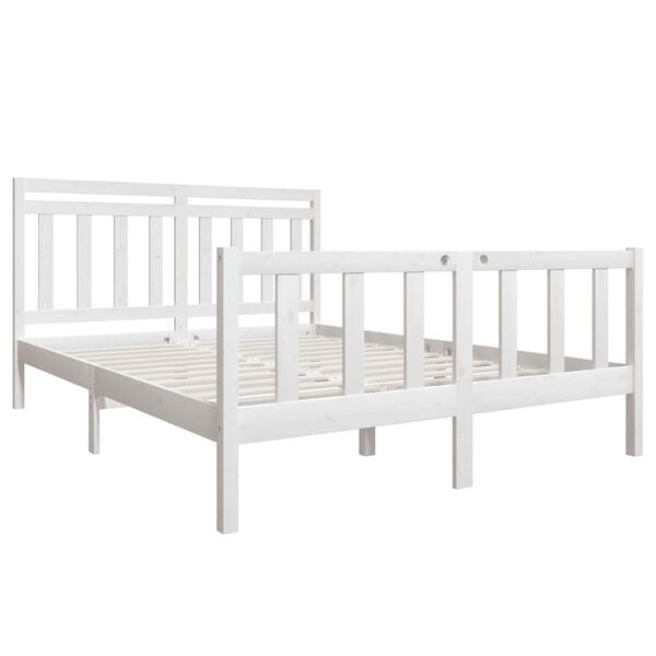 vidaXL Cadre de lit sans matelas blanc bois de pin massif
