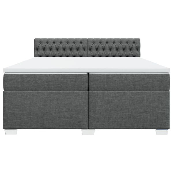 vidaXL Sommier &agrave; lattes de lit avec matelas Gris fonc&eacute; 200x200cm Tissu