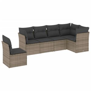 vidaXL Salon de jardin 6 pcs avec coussins gris r&eacute;sine tress&eacute;e