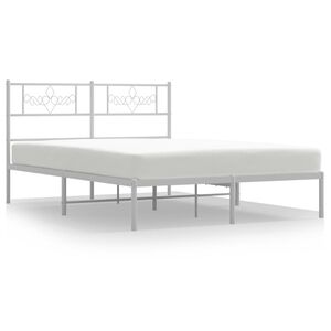 vidaXL Cadre de lit m&eacute;tal sans matelas et t&ecirc;te de lit blanc 120x200 cm