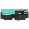 vidaXL Ensemble de canap&eacute; de jardin 7 pc Noir et turquoise polyrotin