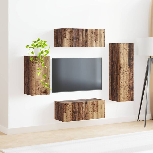 vidaXL Ensemble meuble TV 4 pcs Bois ancien Bois d'ing&eacute;nierie