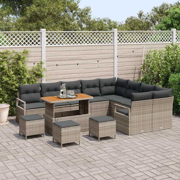 vidaXL Ensemble de canap&eacute; de jardin 13 pcs Gris Poly rotin