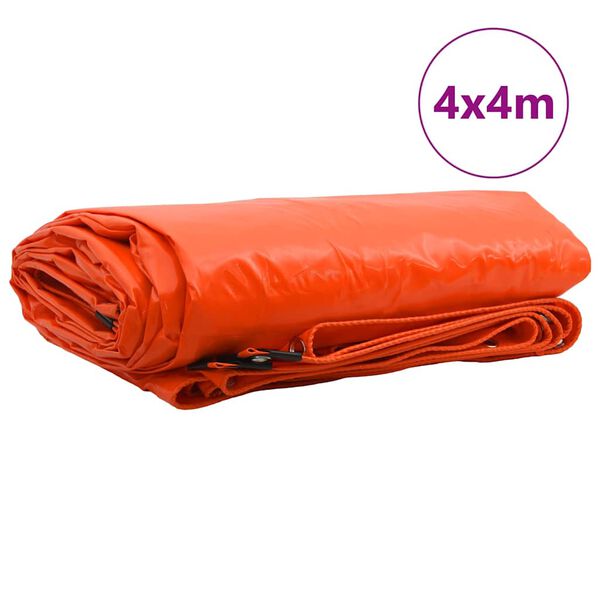 vidaXL Bâche 650g / m² Orange 4 x 4 m Toile avec revêtement en PVC